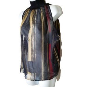 100% Silk Gorgeous Loose Sleeveless High Neck Vintage Top.  MADE IN ITALY